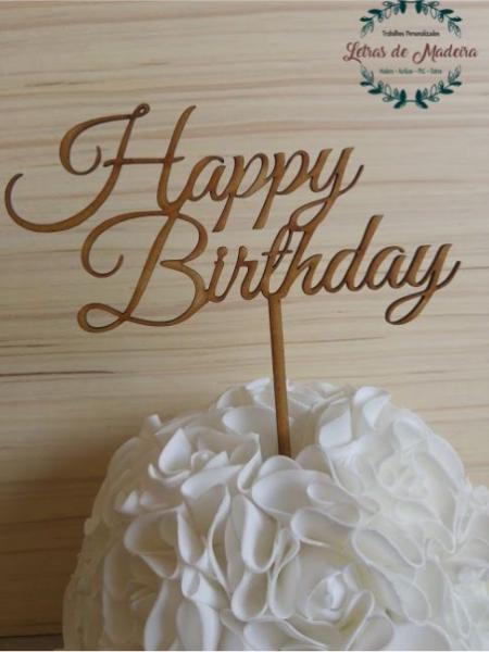 Topo de Bolo "HappyBirthday"