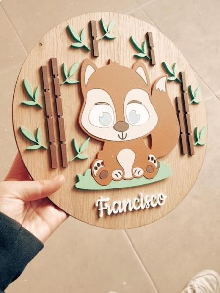 Placa Quarto Bebe - Esquilo