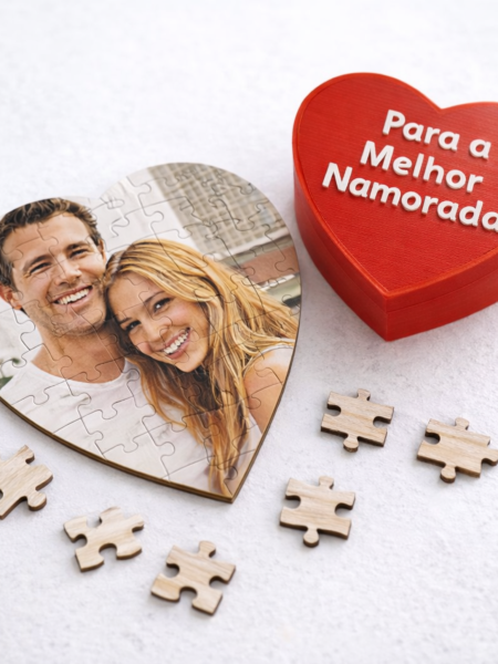 Puzzle Madeira com Caixa Coração