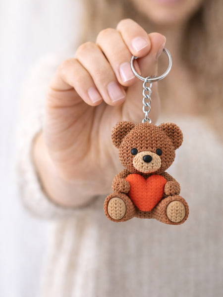 Porta Chaves Ursinho Apaixonado 3D