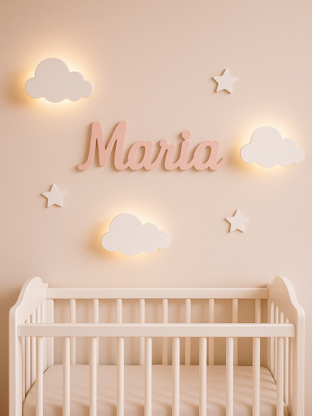 Conjunto Nome, estrelas + 3 Nuvens iluminadas 